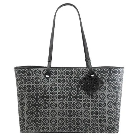 LOEWE East West Tote 經典緹花帆布肩背托特包.海軍藍