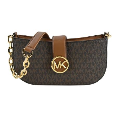 MICHAEL KORS CARMEN 金字LOGO釦式肩背包-小/咖