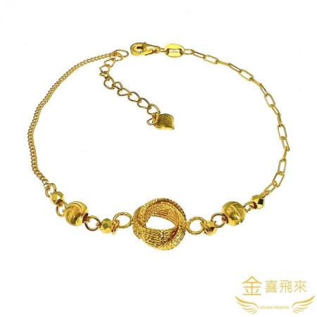 【金喜飛來】9999純金 黃金5G繡球貓眼珠手鍊 (0.87±0.02)