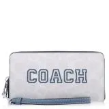 COACH 經典 PVC / Long Zip Around / 手腕式 長夾_藍白