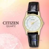 CITIZEN 星辰 氣質指針女錶 皮革錶帶 金框 生活防水 (ER0183-05A)