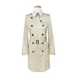 BURBERRY經典雙排鈕扣長版女款風衣外套(米色)