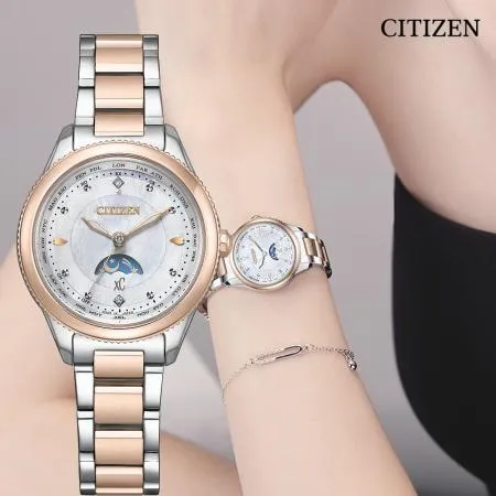 CITIZEN 星辰 XC 台灣限定 Hebe田馥甄廣告款 鈦 日月顯示光動能電波女錶-EE1007-67W29mm