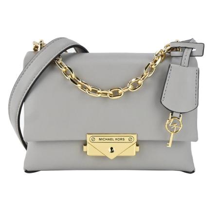 MICHAEL KORS CECE金字LOGO鎖頭吊飾釦式肩背/斜背包-小/灰