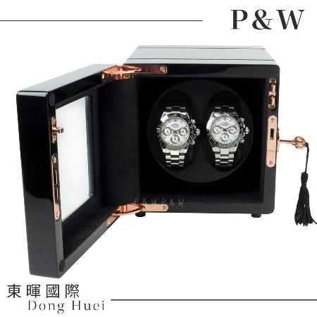 【P&W手錶自動上鍊盒】【玻璃鏡面】2支裝 5種轉速設定 矽膠錶枕