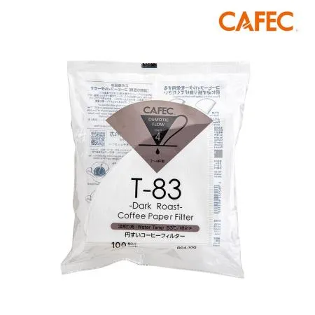 CAFEC三洋 日本製T83深焙豆專用白色錐形咖啡濾紙(2-4人份)100張 DC4-100W