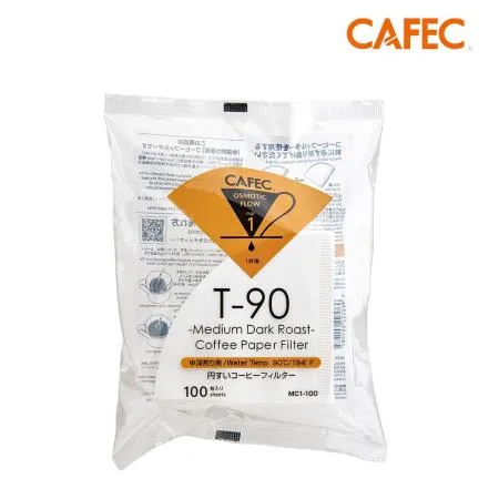 CAFEC三洋 日本製T90中深焙豆專用白色錐形咖啡濾紙(1~2人份)100張 MC1-100W