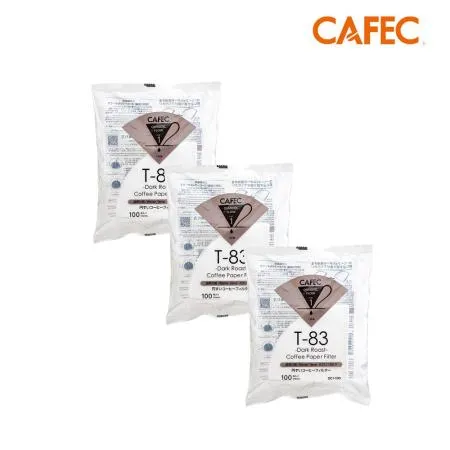 CAFEC三洋 日本製T83深焙豆專用白色錐形咖啡濾紙(1~2人份)3入組 DC1-100W