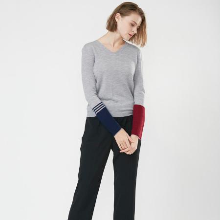 盈樺 簡約知性跳色V領針織衫