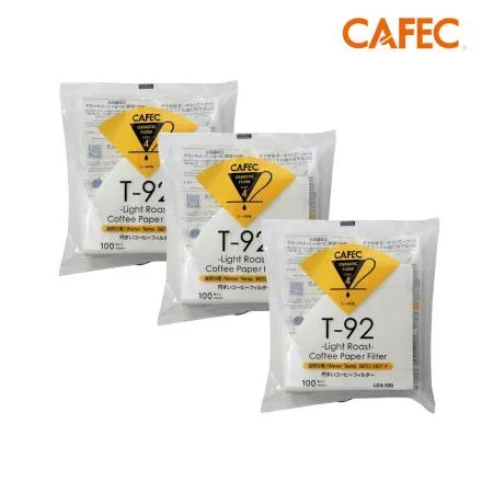 CAFEC三洋 日本製T92淺焙豆專用白色錐形咖啡濾紙(2-4人份)3入組 LC4-100W