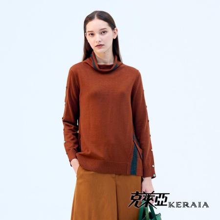【KERAIA 克萊亞】
秋栗玩色釦式翻領針織衣