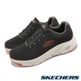 Skechers 休閒鞋 Arch Fit 男鞋 黑 橘色 健走 支撐 緩震 針織 健行 232601BKOR