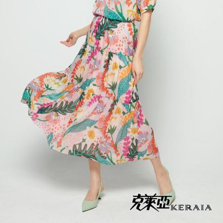 【KERAIA 克萊亞】夢遊仙境花卉飄逸長裙