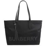 BURBERRY 8052865 燙印LOGO尼龍肩背托特包.黑 中