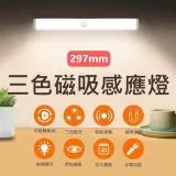 【禾統】297mm可旋轉磁吸感應燈 三色一體 人體感應燈 生日禮物 LED 夜燈 USB充電 光控智能燈