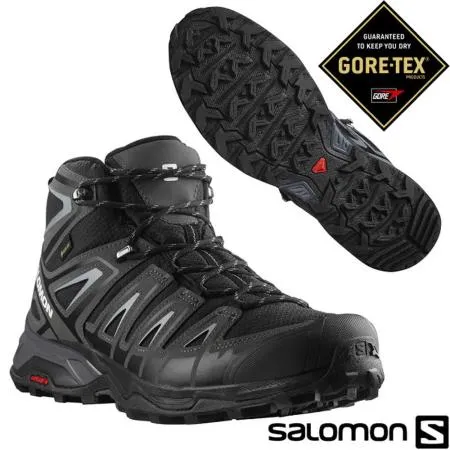 【索羅門 SALOMON】男XUltra Pioneer MidGTX防水透氣耐磨中筒登山鞋/471703 黑/磁灰/灰