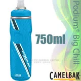 ★【CAMELBAK】加大保冷軟殼噴射水瓶750ml/PP聚丙烯.醫療等級矽膠/自行車/CB52433 勁藍