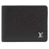 Louis Vuitton LV M30295 MULTIPLE Taiga牛皮對開5卡短夾.黑 現貨