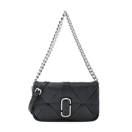 MARC JACOBS THE J MARC羊皮菱格紋手提/兩用包-黑