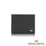 【BRAUN BUFFEL 德國小金牛】台灣總代理 瓦拉頓 12卡中間翻透明窗短夾-黑色/BF397-317-BK