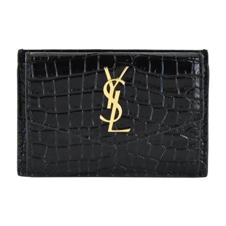 YSL 金屬LOGO
鱷魚壓紋牛皮零錢卡夾