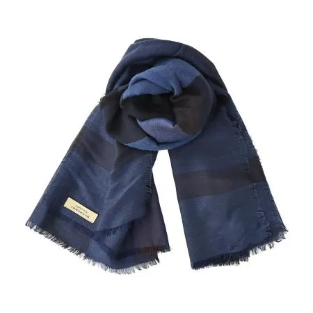 BURBERRY經典大格紋莫代爾羊毛混紡披肩/圍巾 (藍黑)