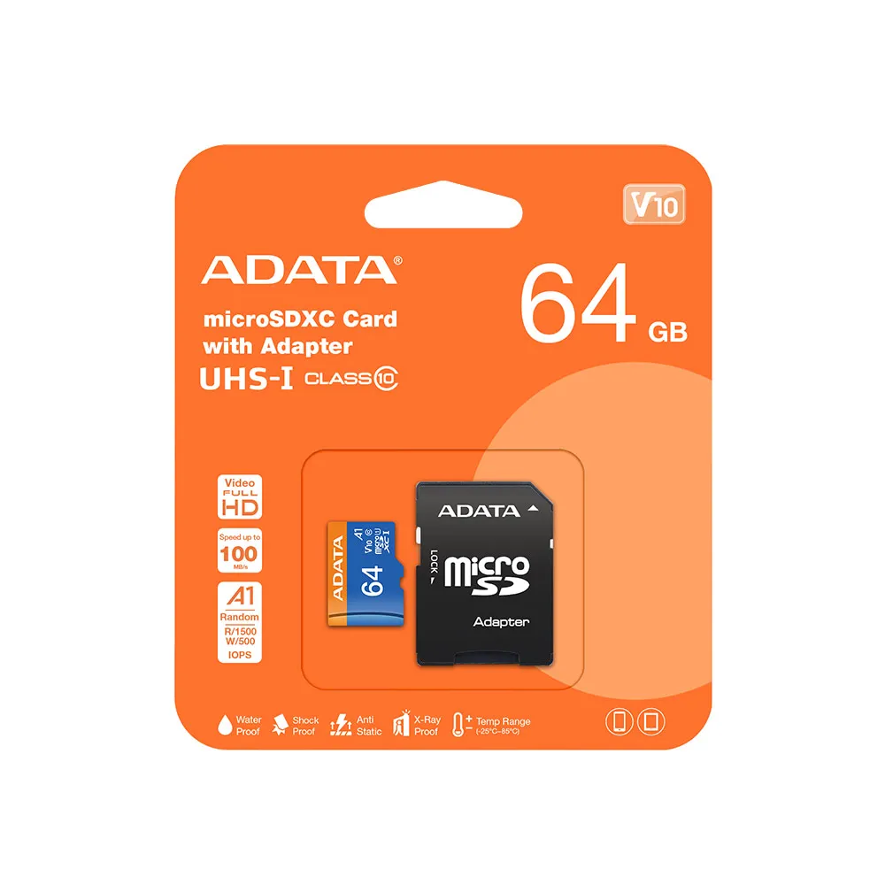 [五入組]威剛ADATA Premier microSDXC UHS-I (A1) 64G 記憶卡 (附轉卡)