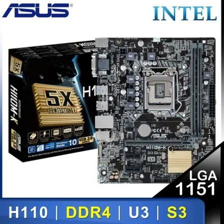 ASUS 華碩 H110M-K LGA1151主機板 (M-ATX/3+1年保)