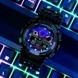 CASIO G-SHOCK 虛擬彩虹系列 多彩光譜雙顯腕錶 GA-100RGB-1A