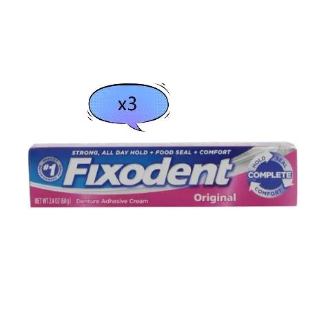 美國Fixodent假牙黏著劑-原始香味(68g)*3
