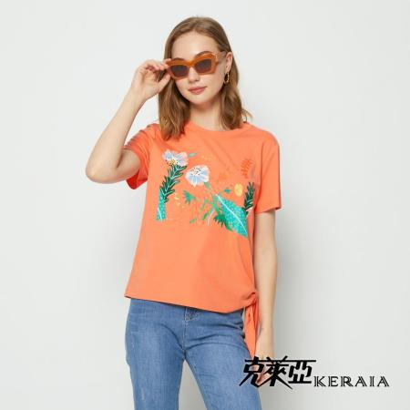 【KERAIA 克萊亞】慕澄逗趣花田印圖上衣