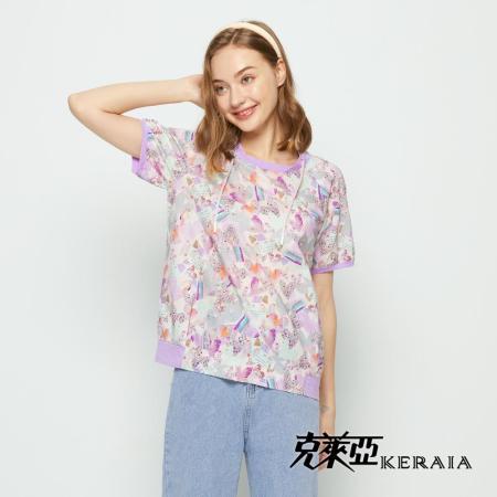 【KERAIA 克萊亞】愛戀心型貼變化領抽繩上衣