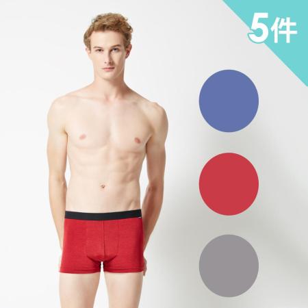 【思薇爾】SOLIS 5件組M-XXL素面貼身四角男內褲(隨機出貨)