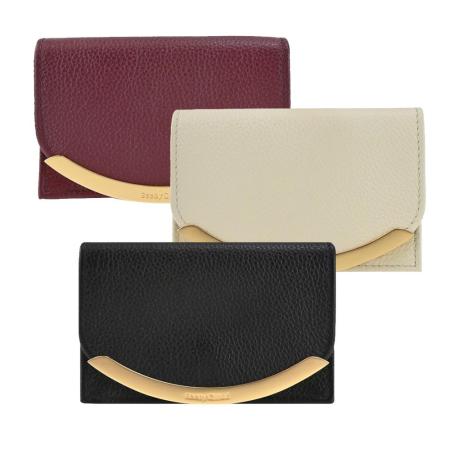 【SEE BY CHLOE【Lizzie 弧形標誌翻蓋牛皮卡片夾(多色選)