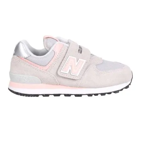 NEWBALANCE 女中童復古慢跑鞋-WIDE- 574系列 N字鞋 NB 灰粉橘