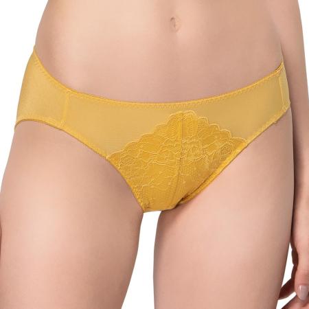 【思薇爾】花晨系列M-XL蕾絲低腰三角內褲(芥末黃)