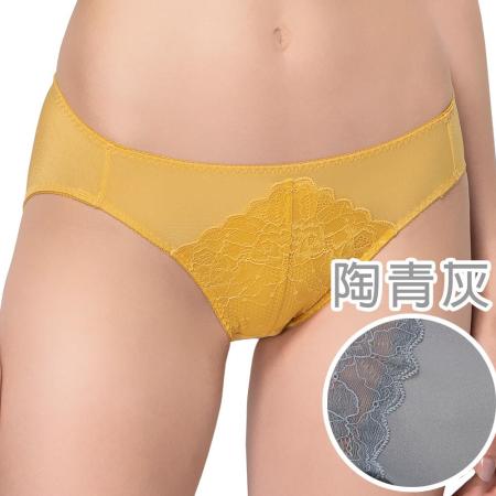 【思薇爾】花晨系列M-XL蕾絲低腰三角內褲(陶青灰)