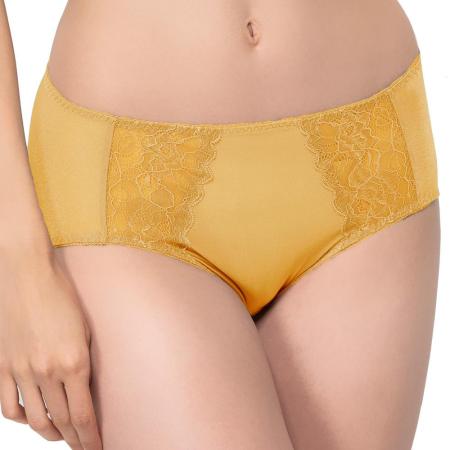 【思薇爾】花晨系列M-XXL蕾絲中腰三角內褲(芥末黃)