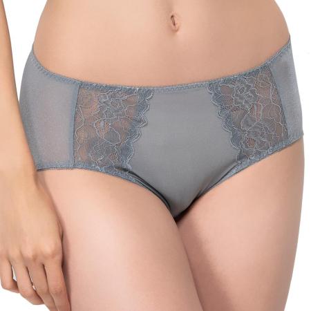 【思薇爾】花晨系列M-XXL蕾絲中腰三角內褲(陶青灰)