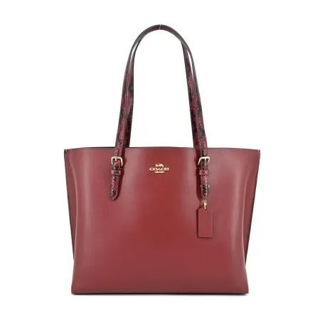 COACH Mollie 馬車LOGO PVC托特包(酒紅)