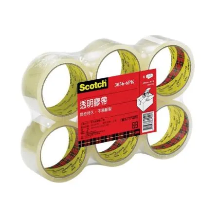 【3M】Scotch 封箱膠帶 OPP透明膠帶 48mm x 90y 144捲 /箱 3036-6