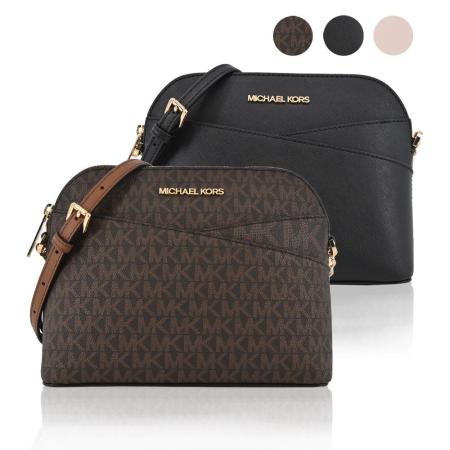 【MICHAEL KORS【JET SET新版交叉滿版PVC斜背貝殼包-多色選