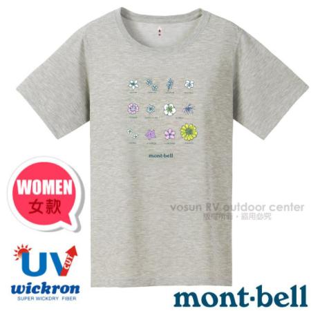 【mont-bell】女 Wickron 抗UV吸濕排汗LOGO短袖T恤(山之花)_1114650 LGY 淺灰