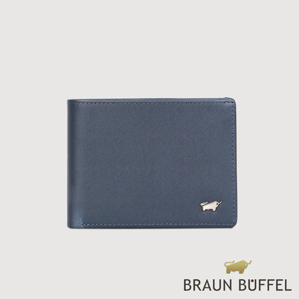 【BRAUN BUFFEL 德國小金牛】台灣總代理 HOMME-M 6卡男夾-深藍色/BF306-312-MAR