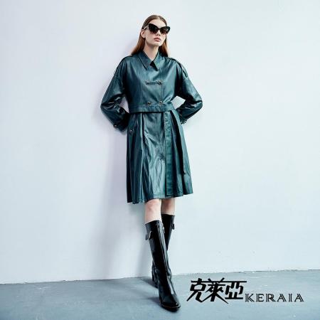 【KERAIA 克萊亞】女神雅典娜兩件式風衣洋裝（附腰帶）