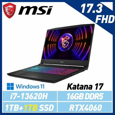 13代新機【雙碟升級】MSI 微星  Katana 17 B13VFK-089TW 17吋 電競筆電