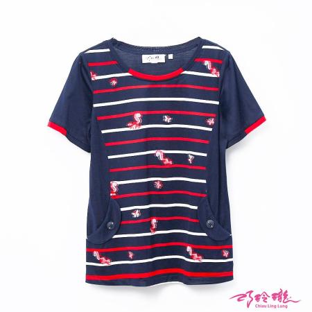 CLL巧玲瓏 
小松鼠印花短袖上衣