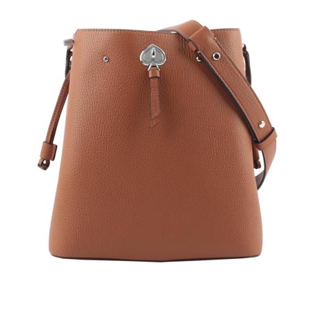 【KATE SPADE】Marti 素面流蘇桃心水桶包(大款)(焦糖色)