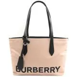 BURBERRY 8052859 燙印LOGO簡約尼龍肩背托特包.柔粉