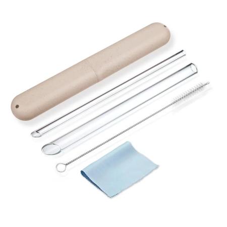 送遠傳幣5%★【Caldo卡朵生活】FS5 愛地球環保耐熱玻璃吸管五件組